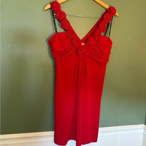 📌 Laundry by Design Red Rosette Detail Cocktail Dress